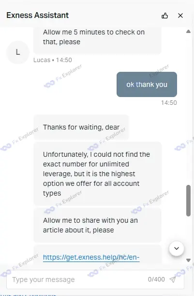 screenshot of Exness Customer Support (2)
